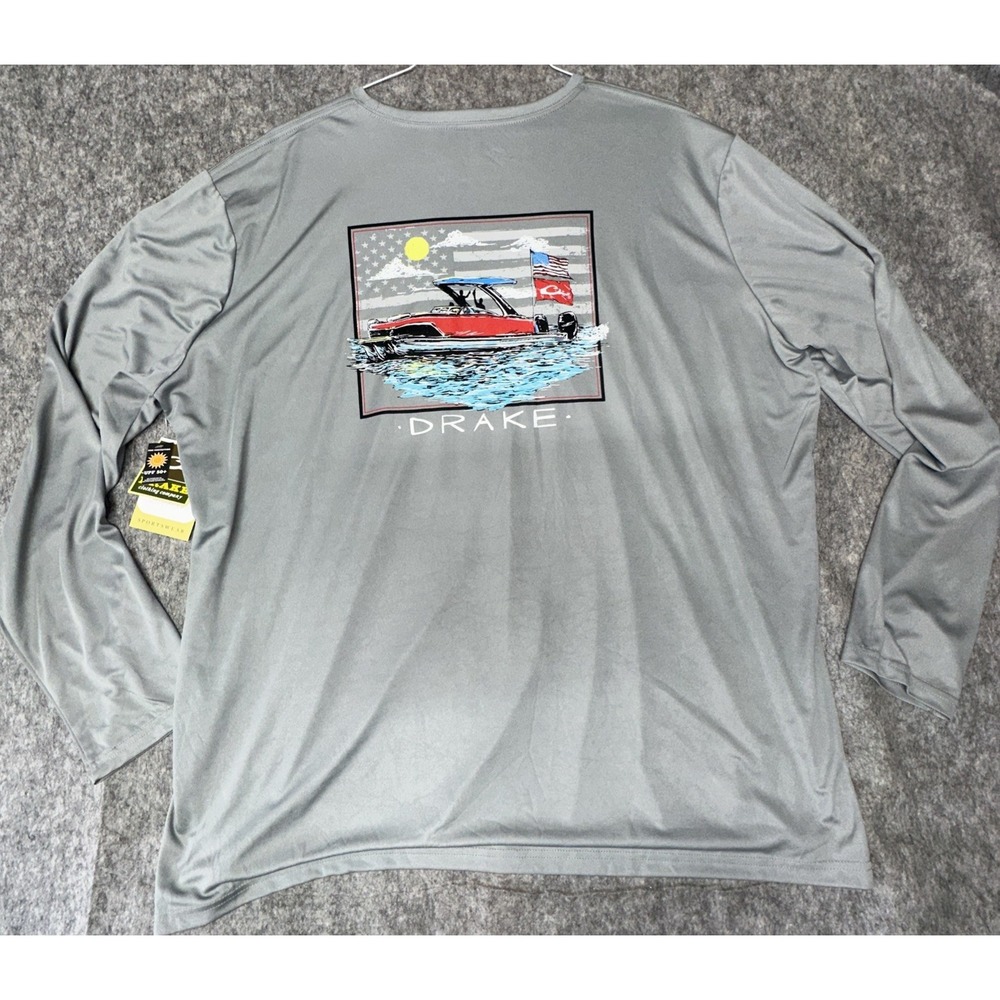 DRAKE‎ Men's 3XL Icon Americana Grey Long Sleeve Performance Crew Shirt (55-12)